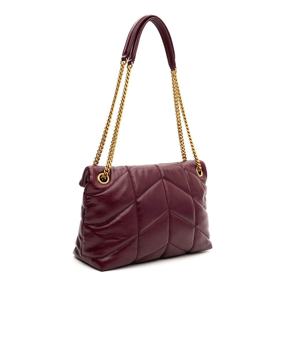 Сумка LOULOU PUFFER small з телячої шкіри Saint Laurent 577476-AAFE1, бордовий колір • Купити в інтернет-магазині Kameron