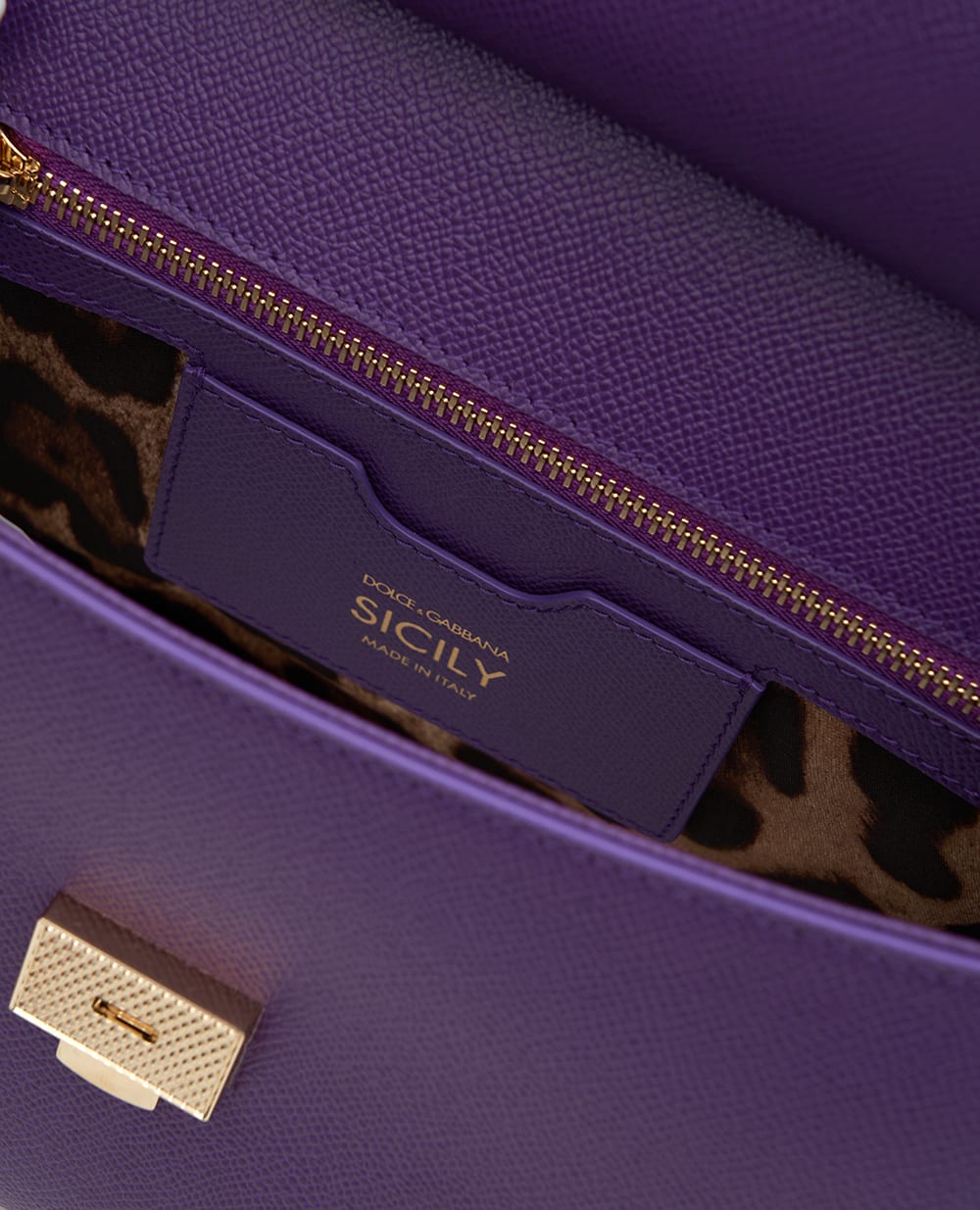 Кожаная сумка Sicily Large Dolce&Gabbana BB6002-B1001, фиолетовый цвет • Купить в интернет-магазине Kameron