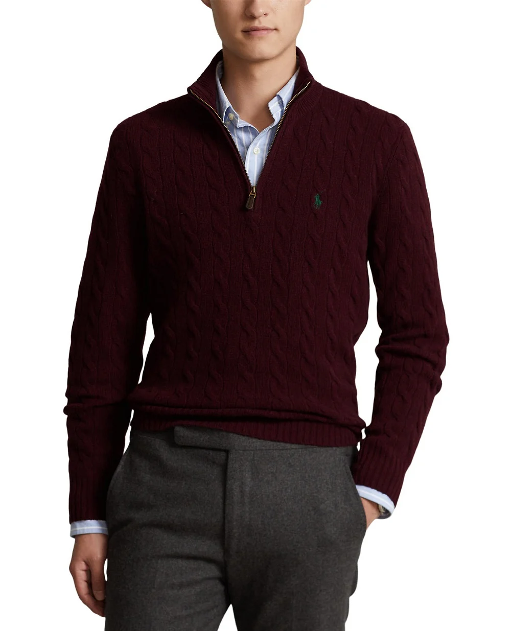 Свитер из шерсти Polo Ralph Lauren 710876766007, бордовый цвет • Купить в интернет-магазине Kameron