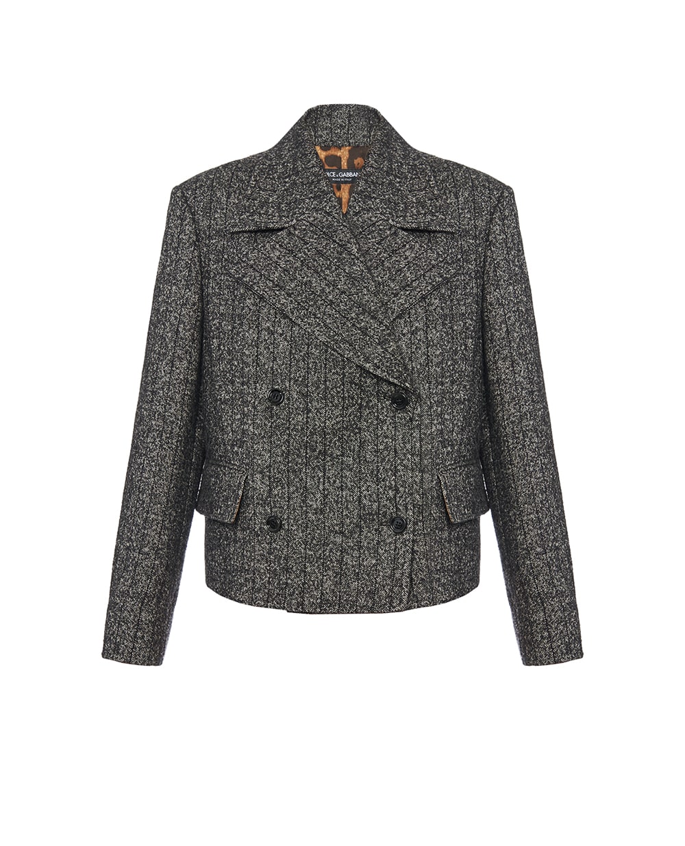 Двубортный жакет из шерсти Dolce&Gabbana F27FXT-FRZAN, серый цвет • Купить в интернет-магазине Kameron