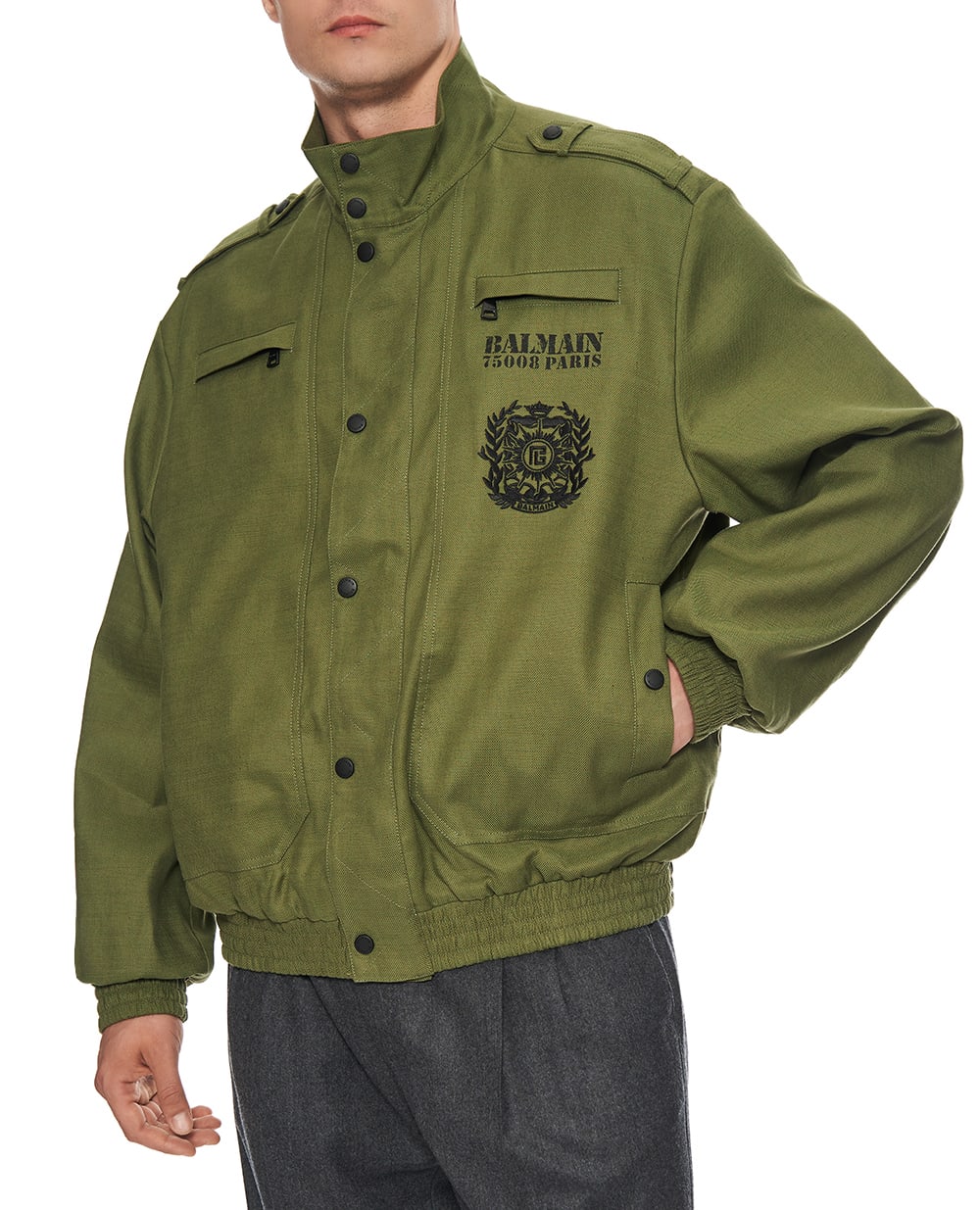 Куртка-авіатор Balmain FH1TFA60CG14, хакі колір • Купити в інтернет-магазині Kameron