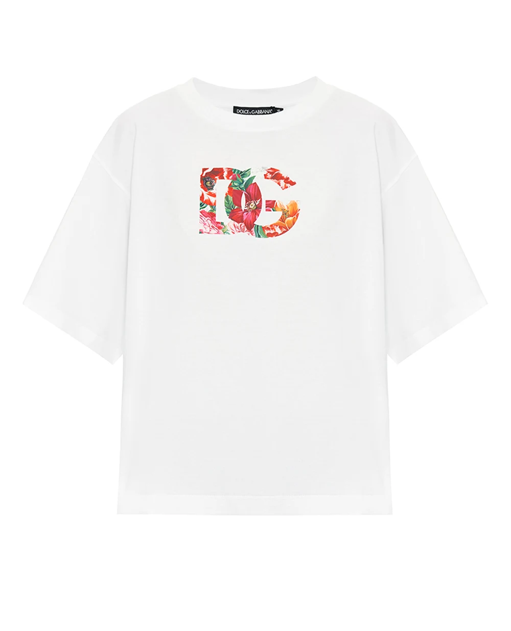 Футболка з квітковим принтом Dolce&Gabbana F8V57T-GDC7S, білий колір • Купити в інтернет-магазині Kameron