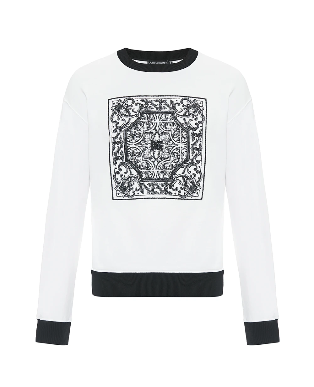 Свитшот с вышитым узором «Майолика» Dolce&Gabbana G9AHSZ-G7O9V, белый цвет • Купить в интернет-магазине Kameron