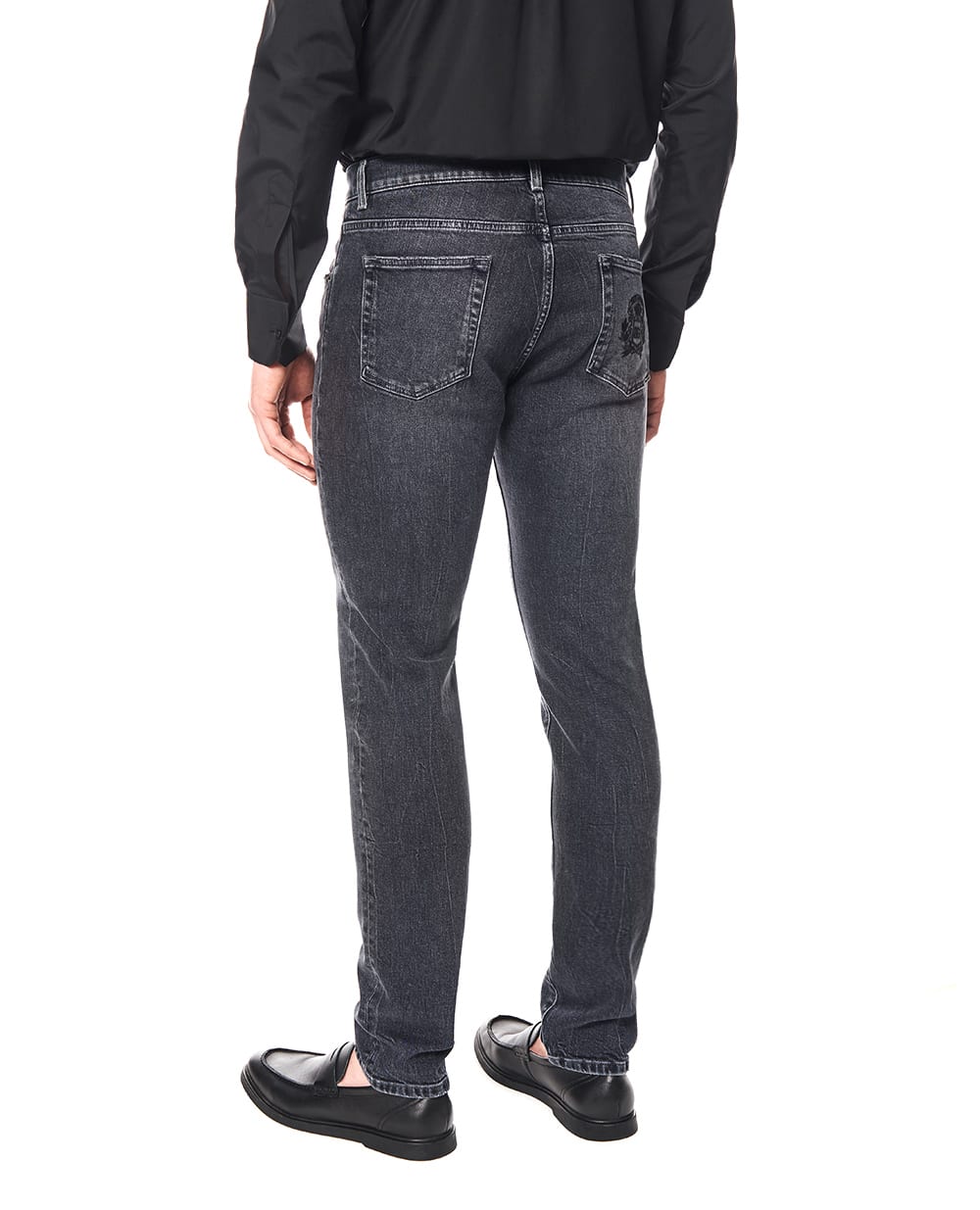 Джинсы с вышивкой логотипа Dolce&Gabbana GY07CZ-G8OW1, серый цвет • Купить в интернет-магазине Kameron