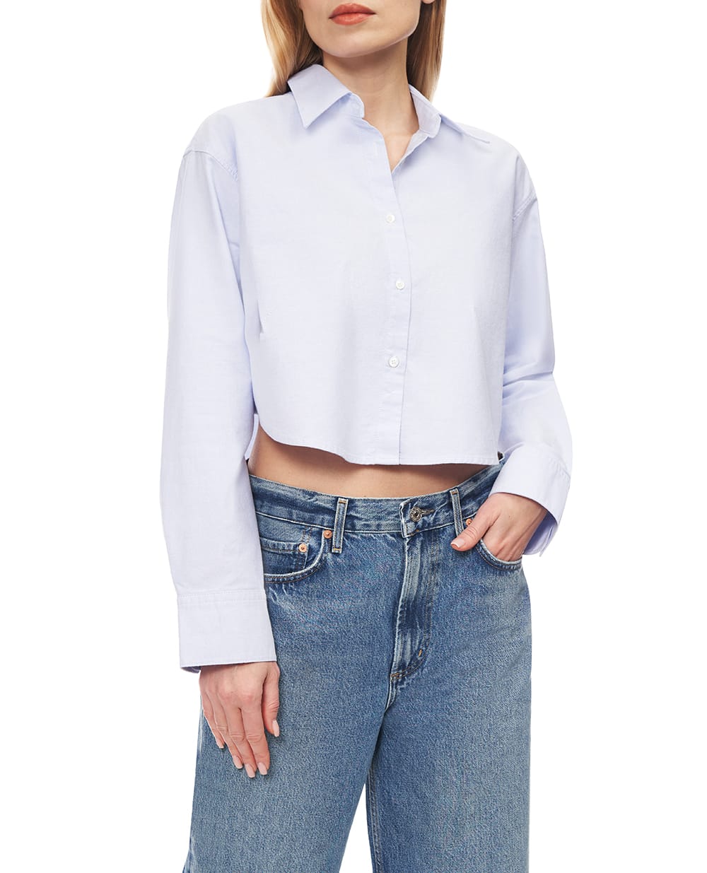 Укорочена сорочка CITIZENS of HUMANITY 9444-1889, блакитний колір • Купити в інтернет-магазині Kameron