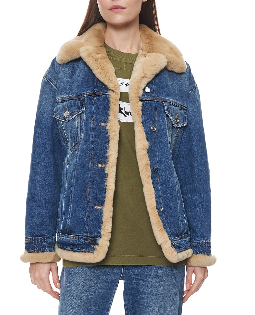 Куртка джинсова з кролячим хутром Dolce&Gabbana F9S89D-G8NV4, синій колір • Купити в інтернет-магазині Kameron