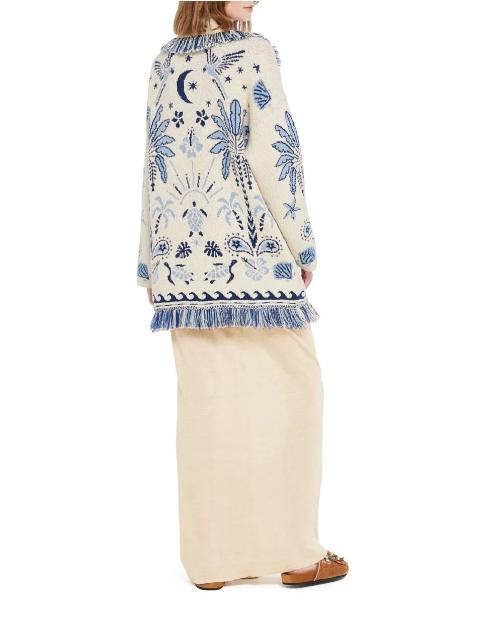 Кардиган из шерсти и хлопка Alanui LWHB064R26KNI003OF45, голубой цвет • Купить в интернет-магазине Kameron