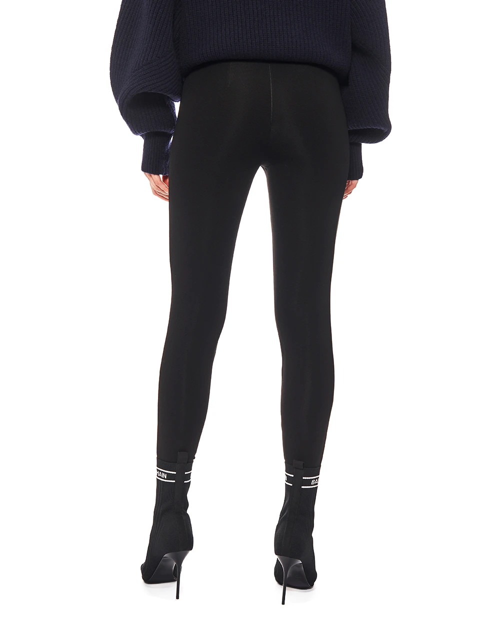 Леггинсы из Джерси со штрипками Balmain FF0OC013JL05, черный цвет • Купить в интернет-магазине Kameron