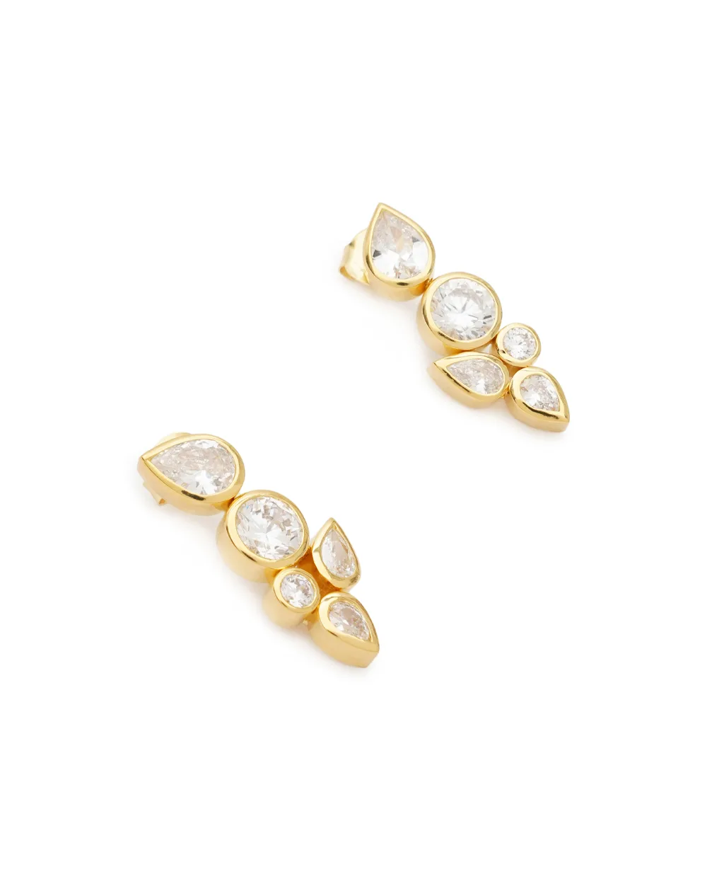 Серьги из переработанного золота с цирконием и позолотой Completedworks Z04, золотой цвет • Купить в интернет-магазине Kameron