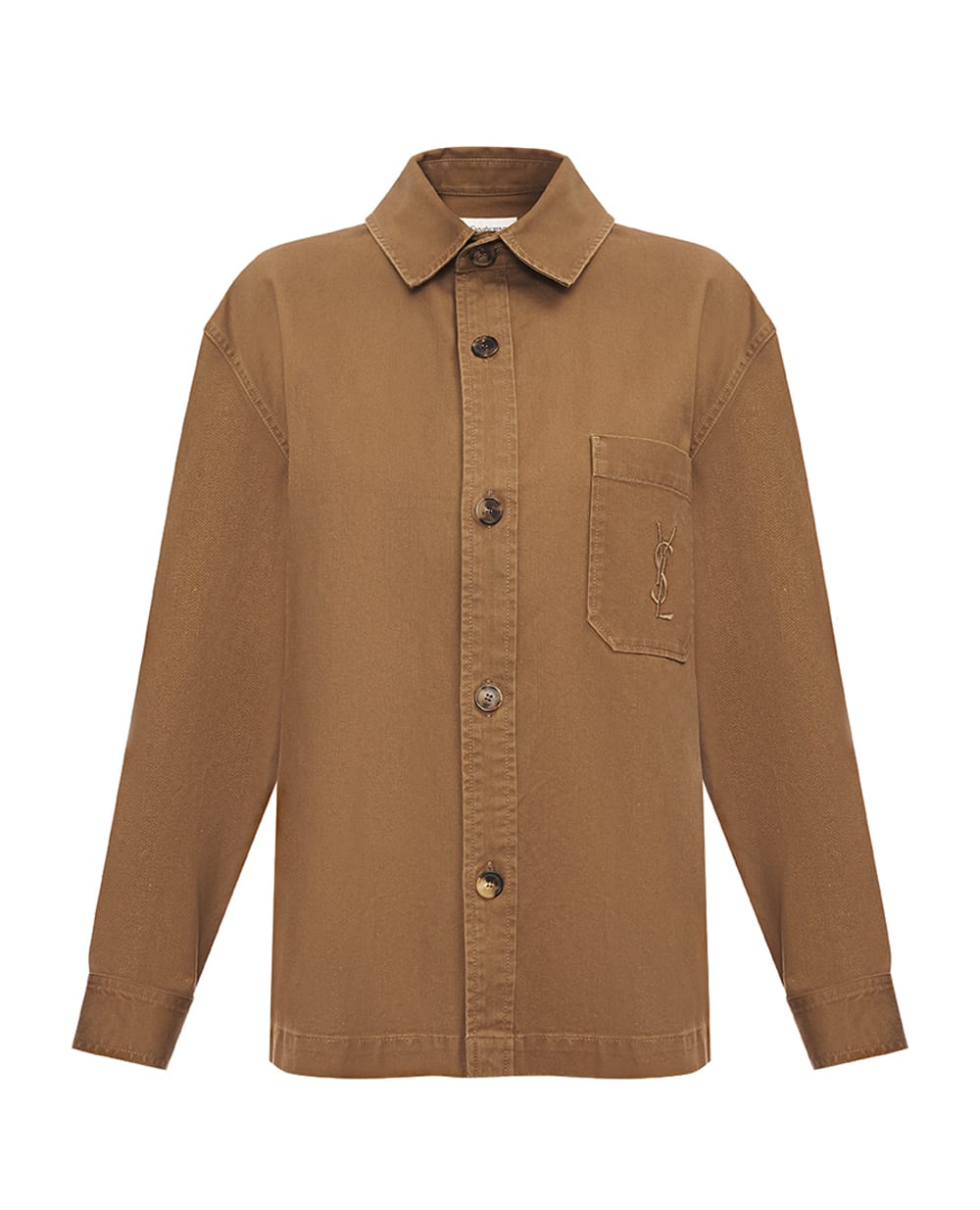 Рубашка CASSANDRE из хлопка и льна Saint Laurent 852696-Y253W, зеленый цвет • Купить в интернет-магазине Kameron