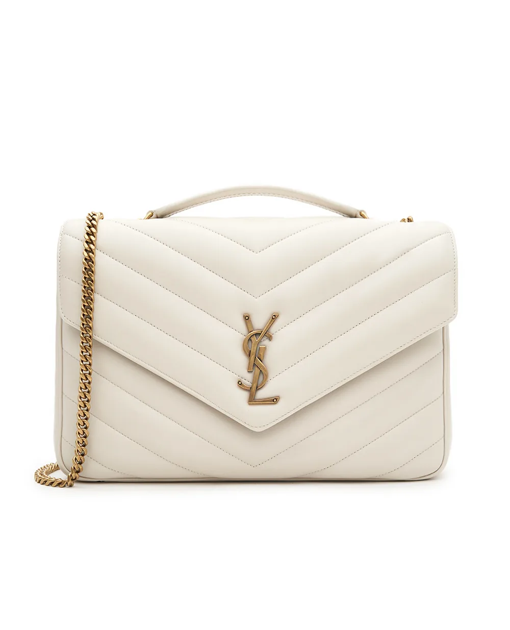 Сумка из кожи Loulou Large Saint Laurent 803541-AAEAX, светло-бежевый цвет • Купить в интернет-магазине Kameron