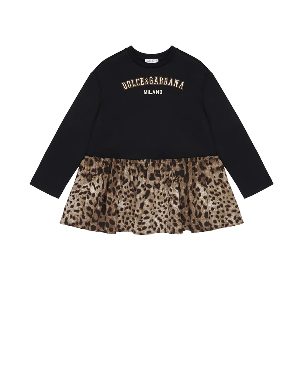 Дитяча сукня з леопардовим принтом Dolce&Gabbana Kids L5JDAW-G7PRY-S, чорний колір • Купити в інтернет-магазині Kameron