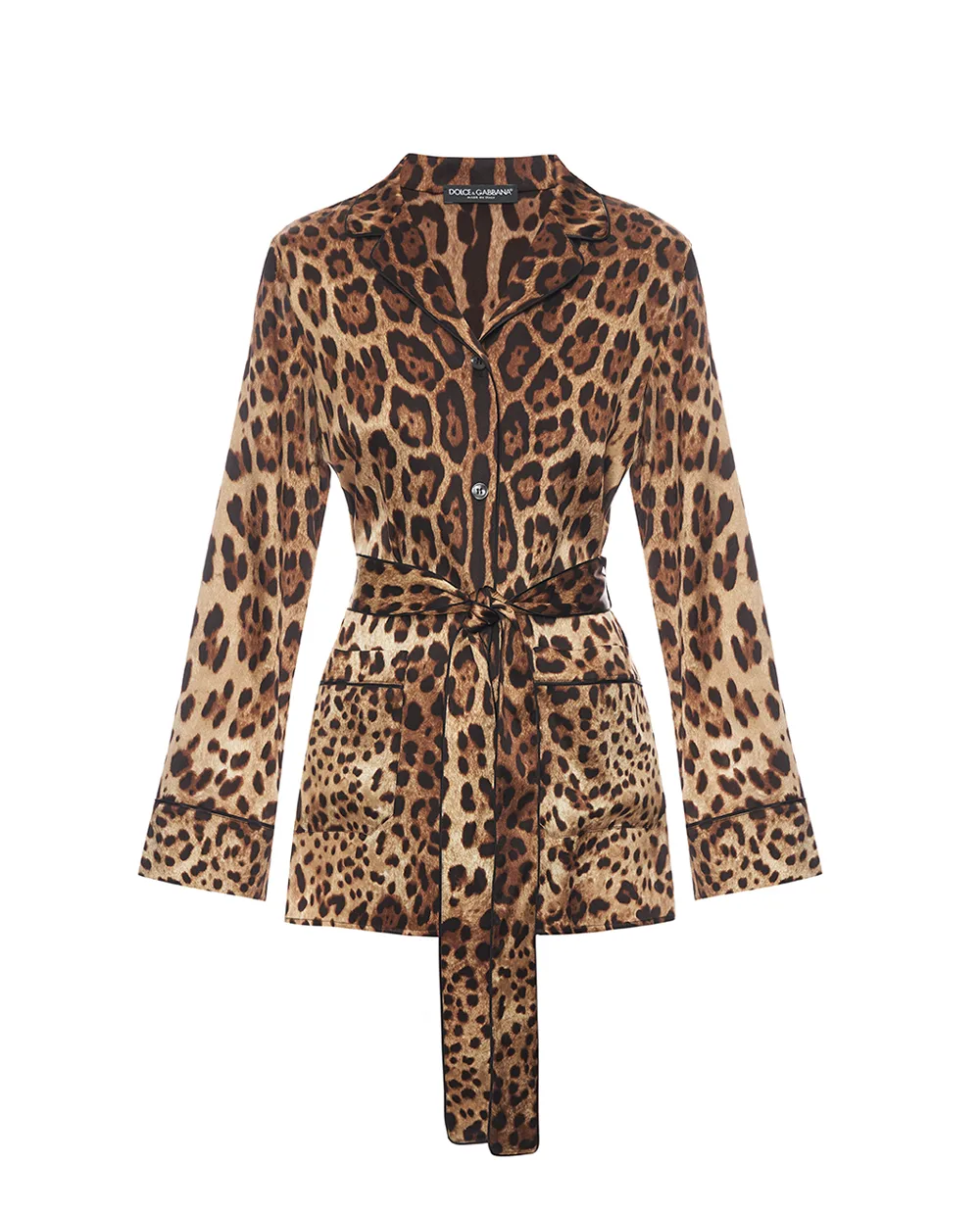 Пижамная рубашка из шёлка Dolce&Gabbana F5I89T-FSAXY, коричневый цвет • Купить в интернет-магазине Kameron