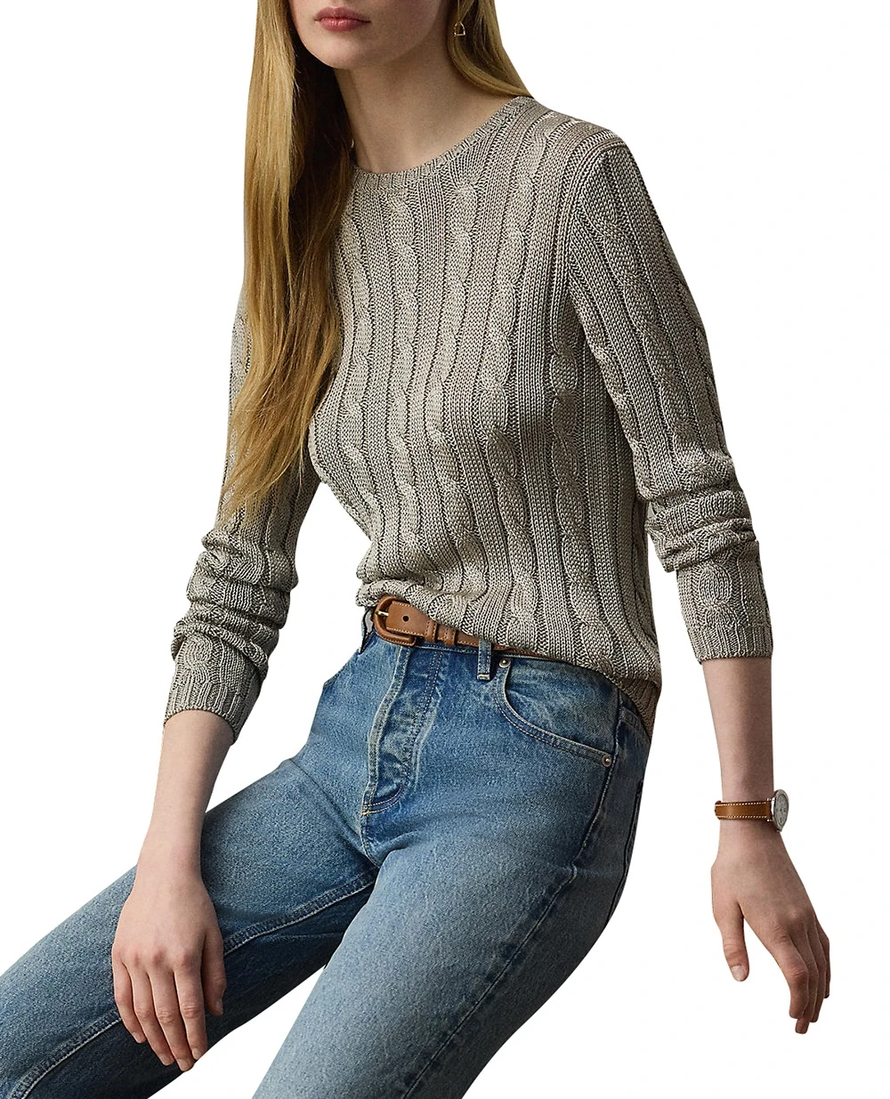 Свитер из шёлка Ralph Lauren Collection 290900054034, серый цвет • Купить в интернет-магазине Kameron