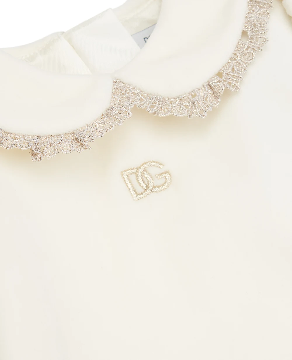 Детское платье из гладкого бархата с трусиками-кюлотами Dolce&Gabbana Kids L24DM2-FUVJY, белый цвет • Купить в интернет-магазине Kameron