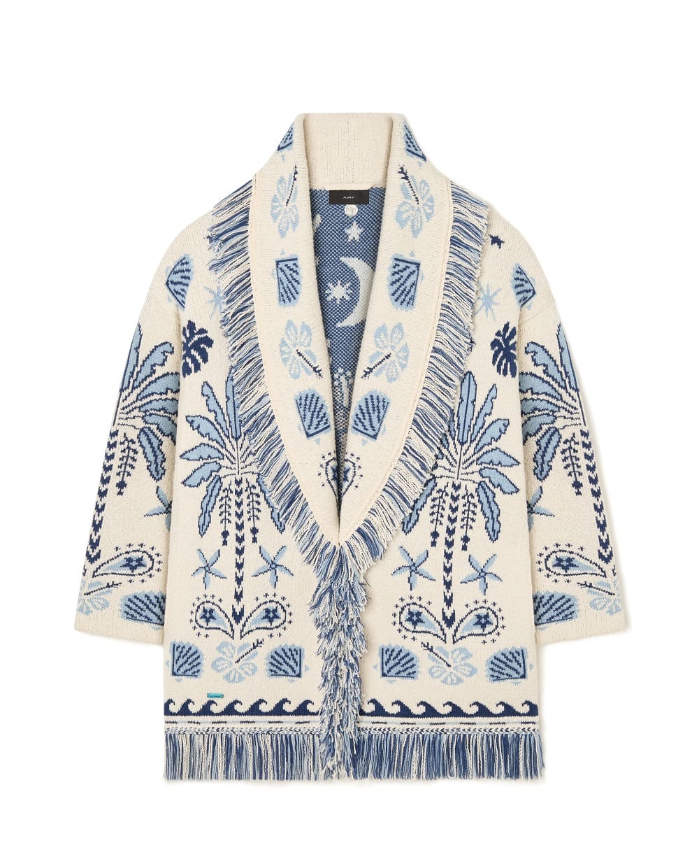 Кардиган из шерсти и хлопка Alanui LWHB064R26KNI003OF45, голубой цвет • Купить в интернет-магазине Kameron