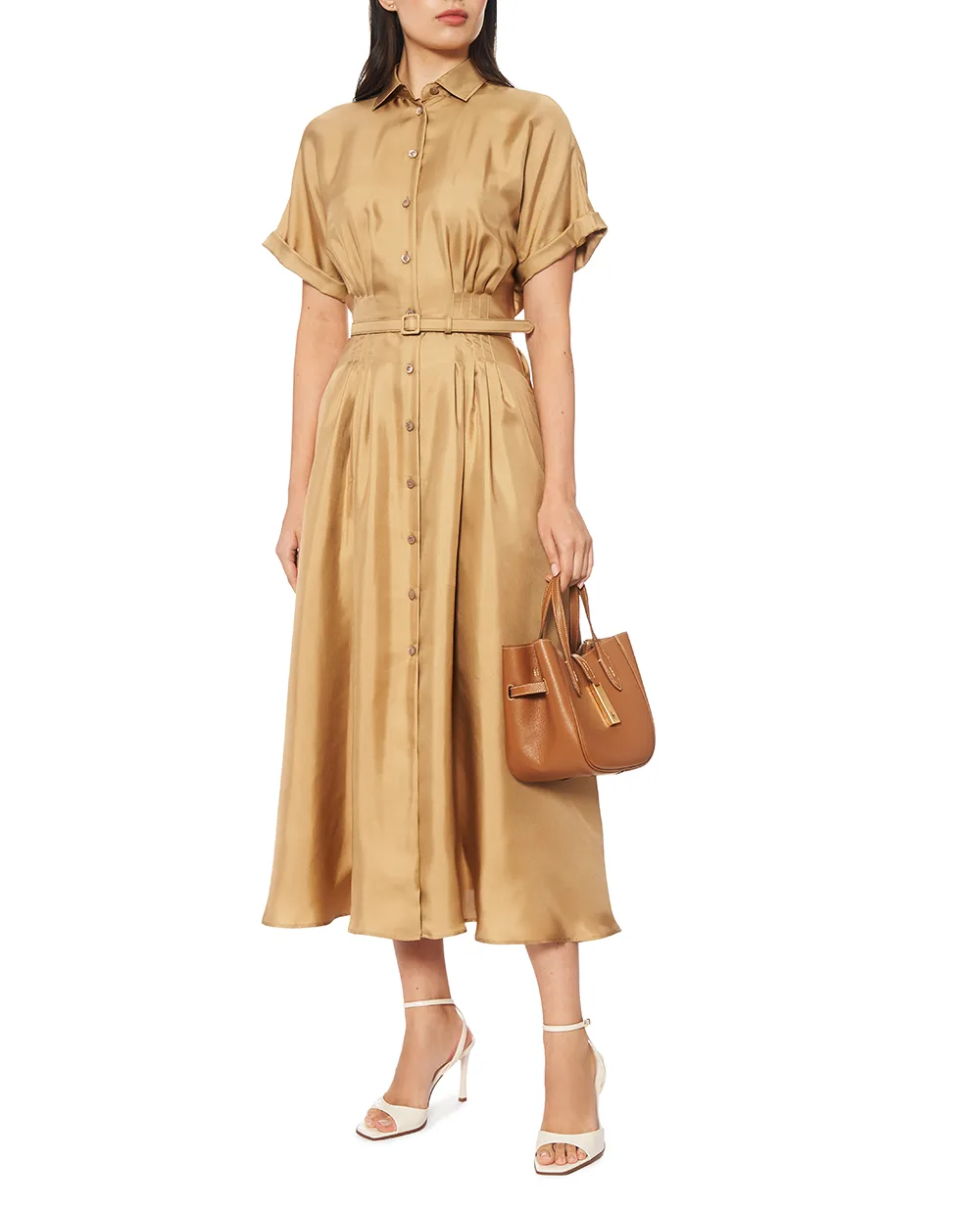 Платье из шелка Ralph Lauren Collection 290P00375001, бежевый цвет • Купить в интернет-магазине Kameron