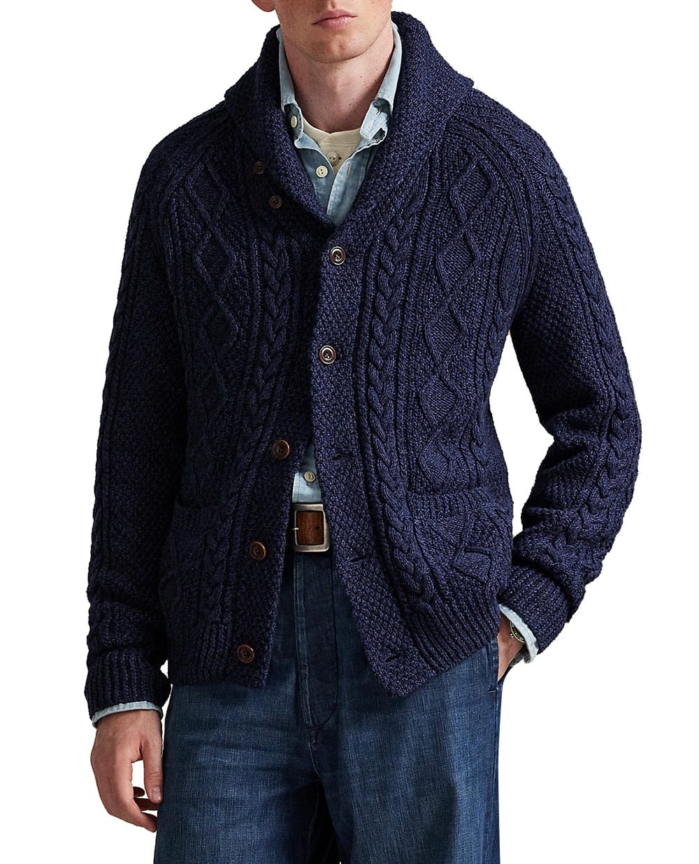 Кардиган с арановым воротом Polo Ralph Lauren 710P02704001, синий цвет • Купить в интернет-магазине Kameron