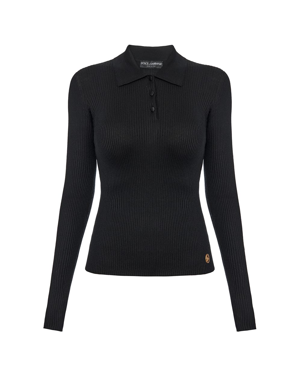 Рубашка-поло из кашемира Dolce&Gabbana FXZ27T-JBW0G, черный цвет • Купить в интернет-магазине Kameron