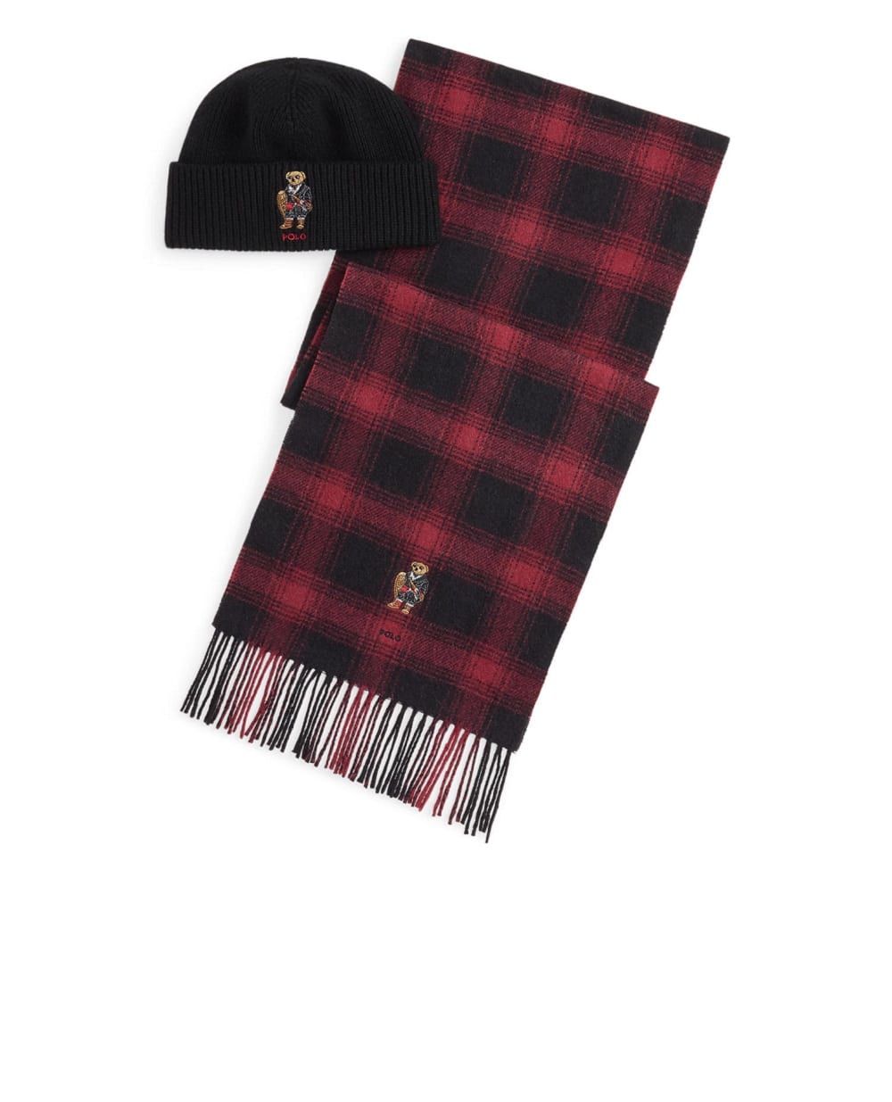 Комплект из шарфа и шапки Polo Bear Polo Ralph Lauren 449P02049001, черный цвет • Купить в интернет-магазине Kameron