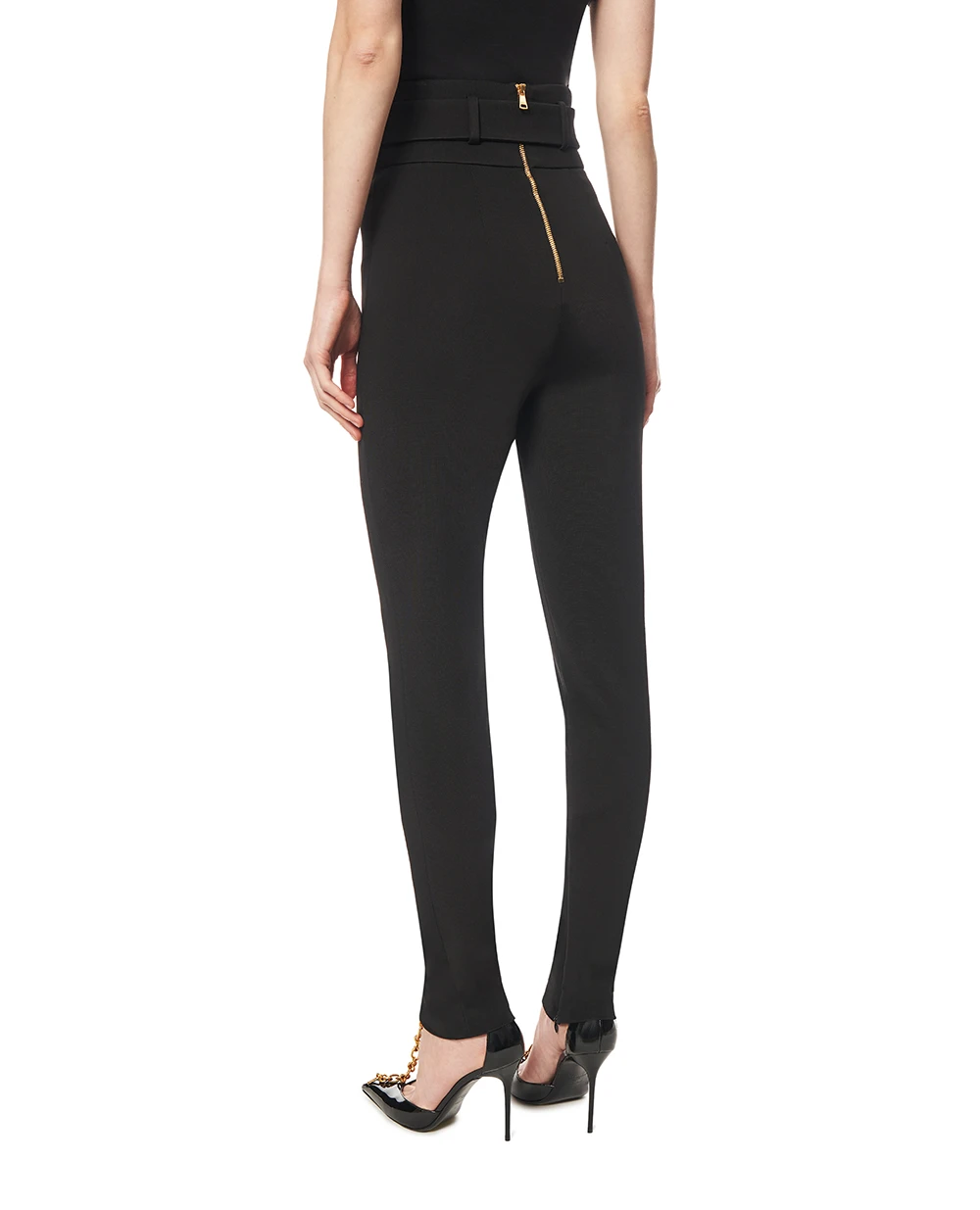 Эластичные брюки с поясом Balmain GF1PL024JL05, черный цвет • Купить в интернет-магазине Kameron