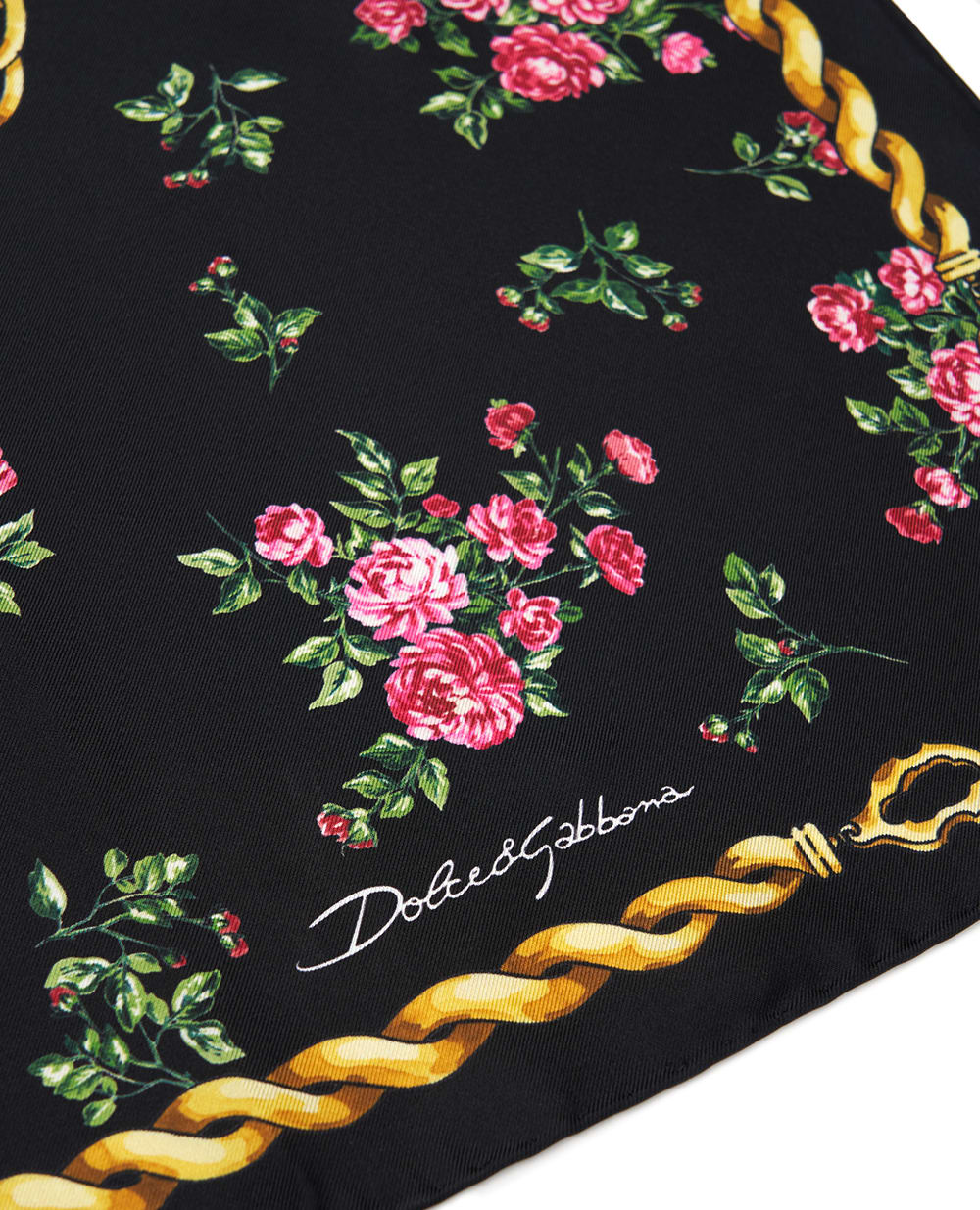 Платок из шелка в цветочный принт Dolce&Gabbana FN090R-GDDLM, черный цвет • Купить в интернет-магазине Kameron