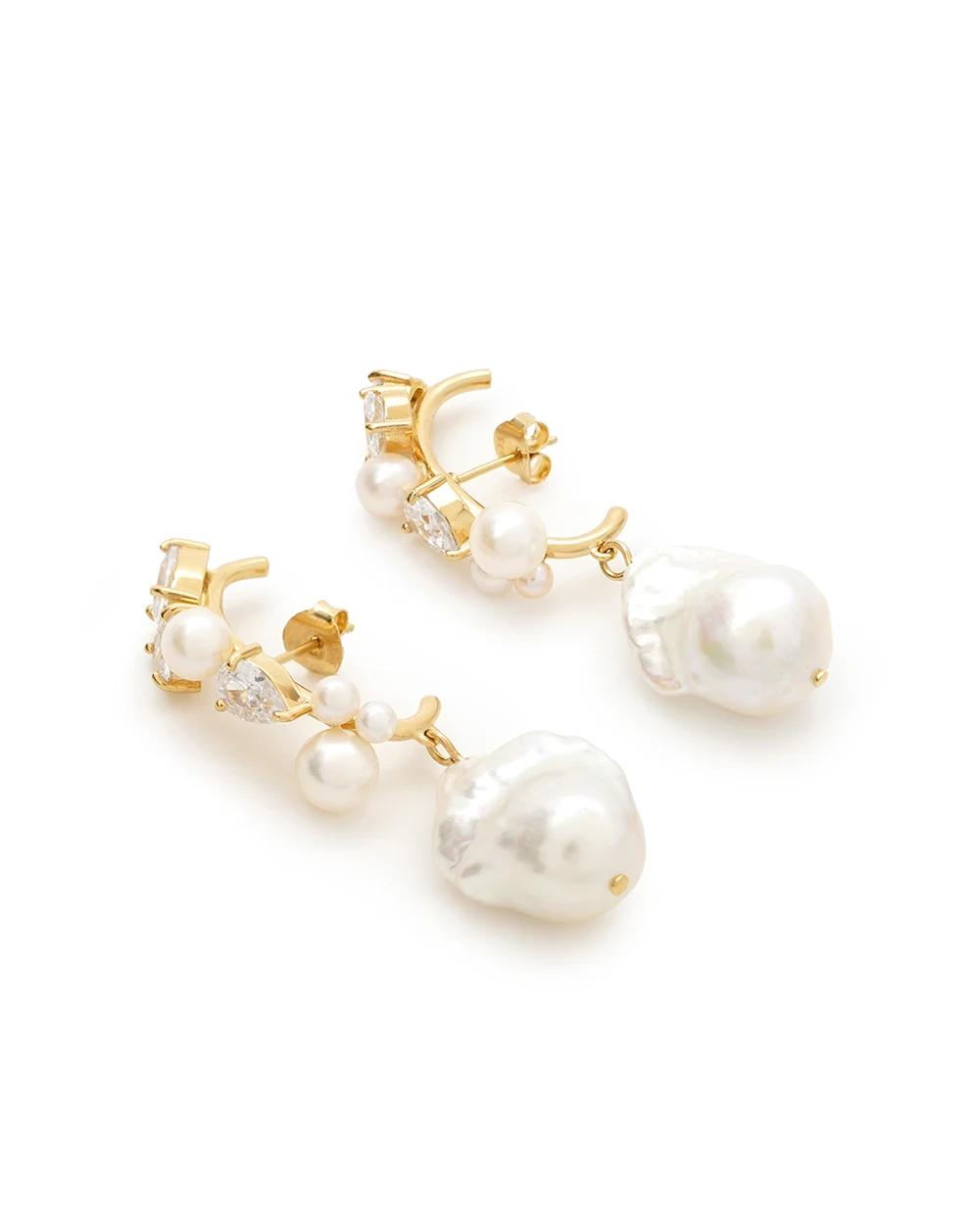 Сережки із золота з перлами та білим топазом Completedworks P63, золотий колір • Купити в інтернет-магазині Kameron