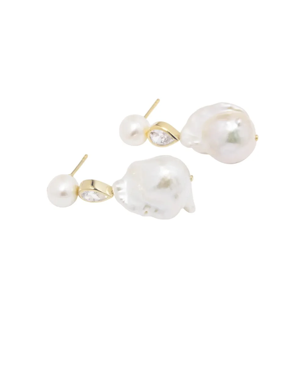 Серьги из переработанного золота с жемчугом и цирконием Completedworks P56, золотой цвет • Купить в интернет-магазине Kameron