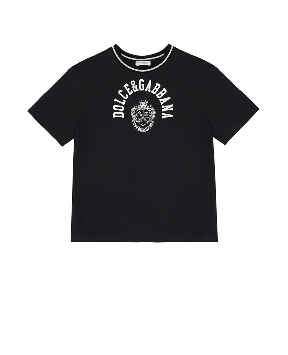 Дитяча футболка з принтом Dolce&Gabbana Kids L4JTHV-G7PTO-B, чорний колір • Купити в інтернет-магазині Kameron