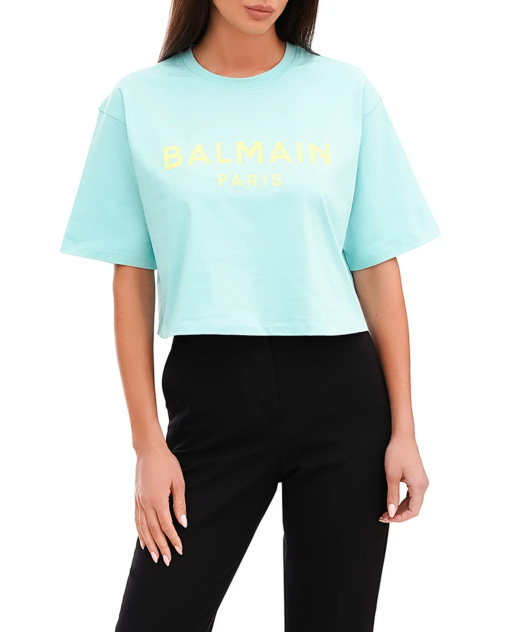 Футболка Balmain BF1EE020BB02-S, мятный цвет • Купить в интернет-магазине Kameron
