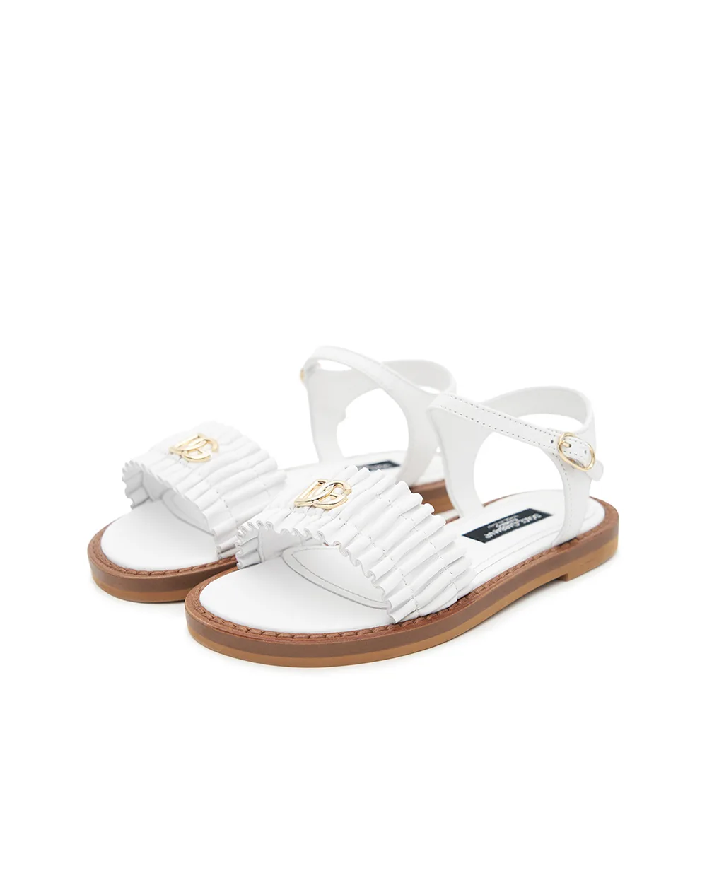 Детские босоножки из кожи ягненка Dolce&Gabbana Kids D11372-A1850-L, белый цвет • Купить в интернет-магазине Kameron