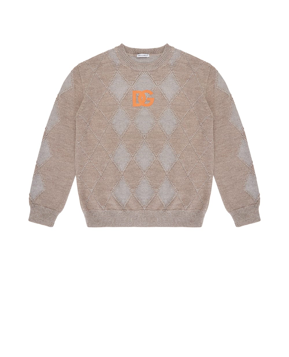 Детский свитер из шерсти Dolce&Gabbana Kids L4KWH9-JDVDH-B, бежевый цвет • Купить в интернет-магазине Kameron