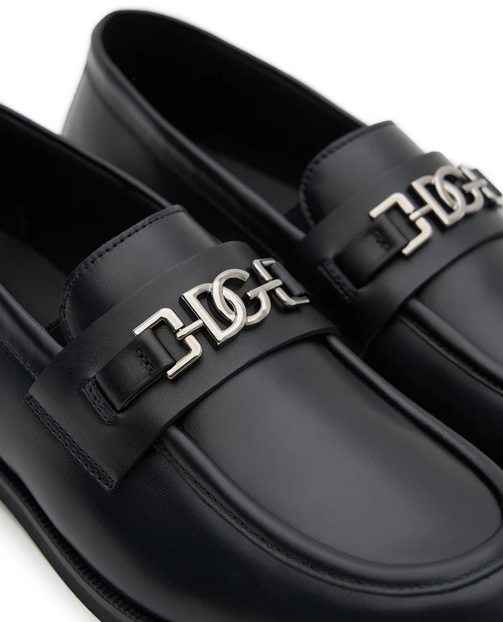 Дитячі лофери з телячої шкіри Dolce&Gabbana Kids DA5319-A6M18-XL, чорний колір • Купити в інтернет-магазині Kameron