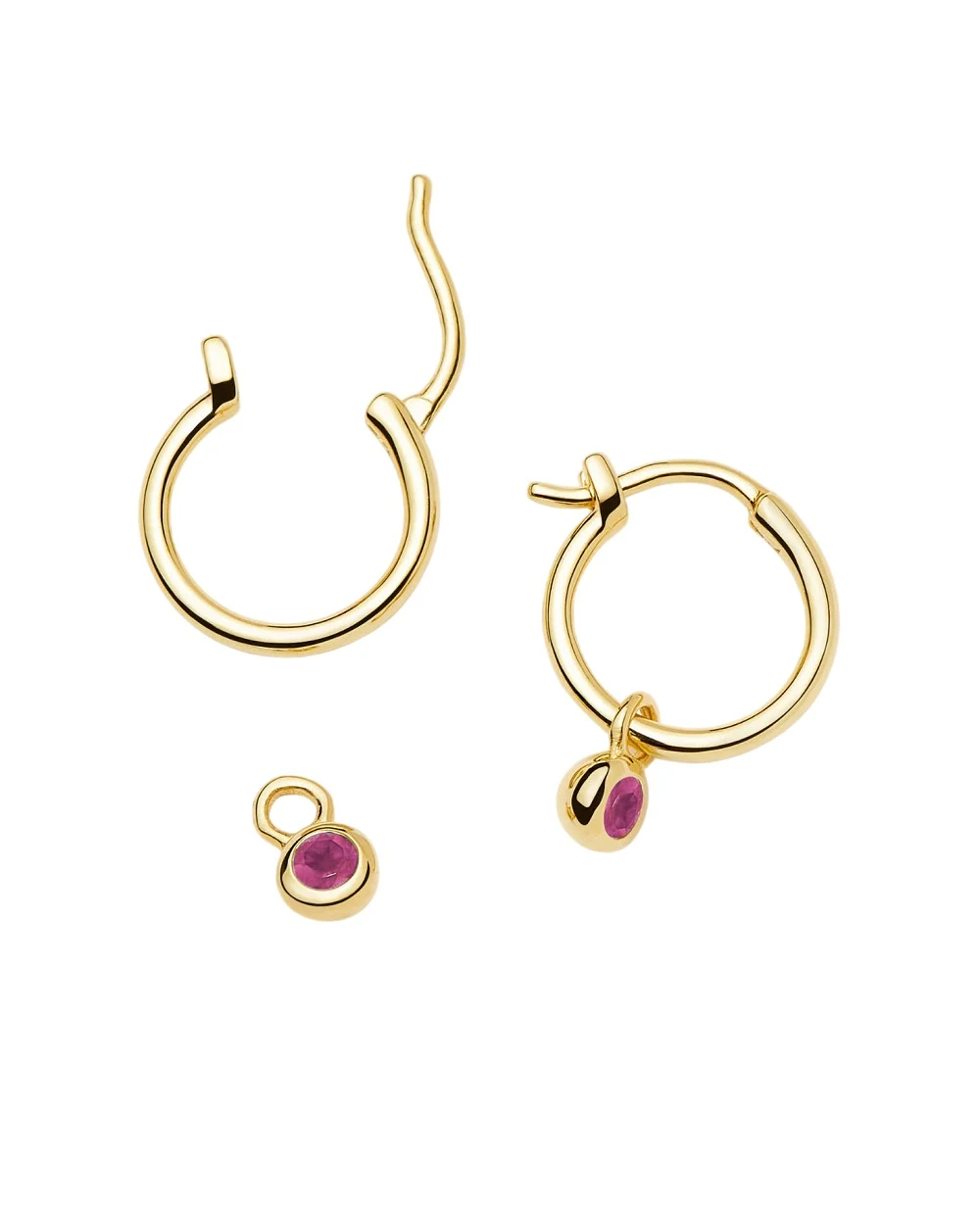 Сережки-кільця з мініатюрними підвісками Missoma BSH-G-E2-RQ1, золотий колір • Купити в інтернет-магазині Kameron