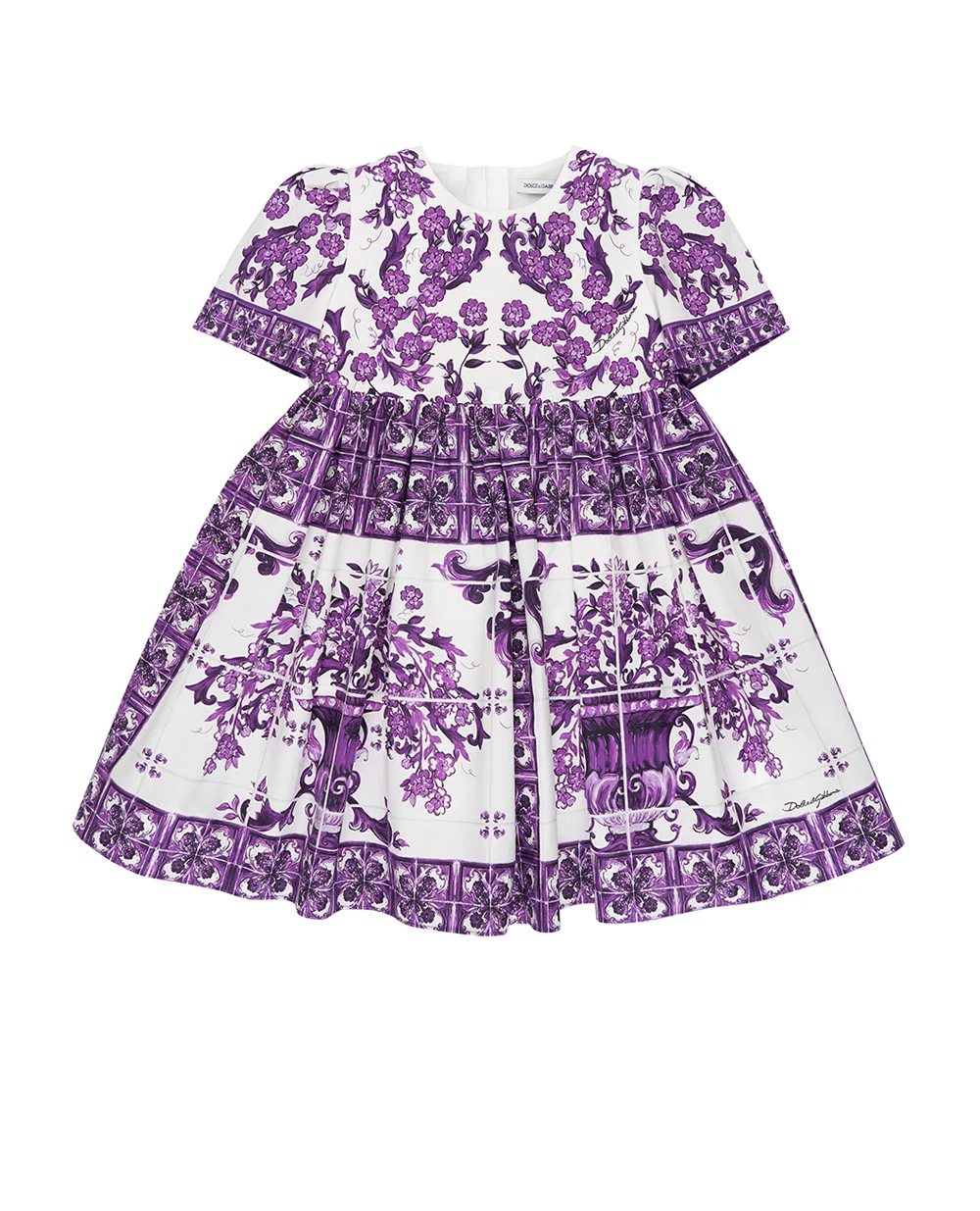 Детское платье с принтом майолики Dolce&Gabbana Kids L24DH6-HH5EP, белый цвет • Купить в интернет-магазине Kameron