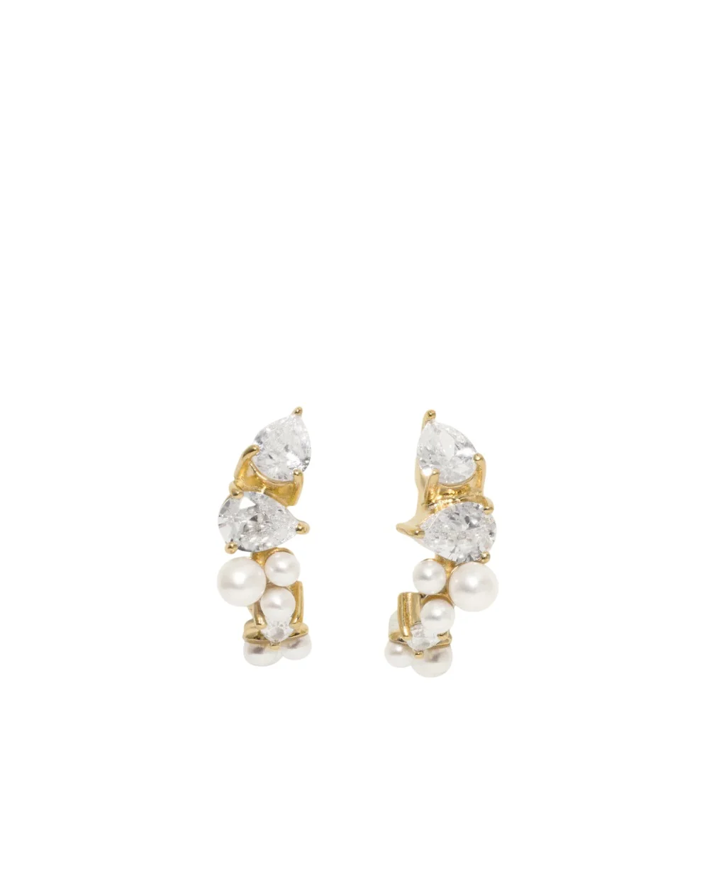 Сережки з переробленого золота з перлами і цирконієм Completedworks P54, золотий колір • Купити в інтернет-магазині Kameron
