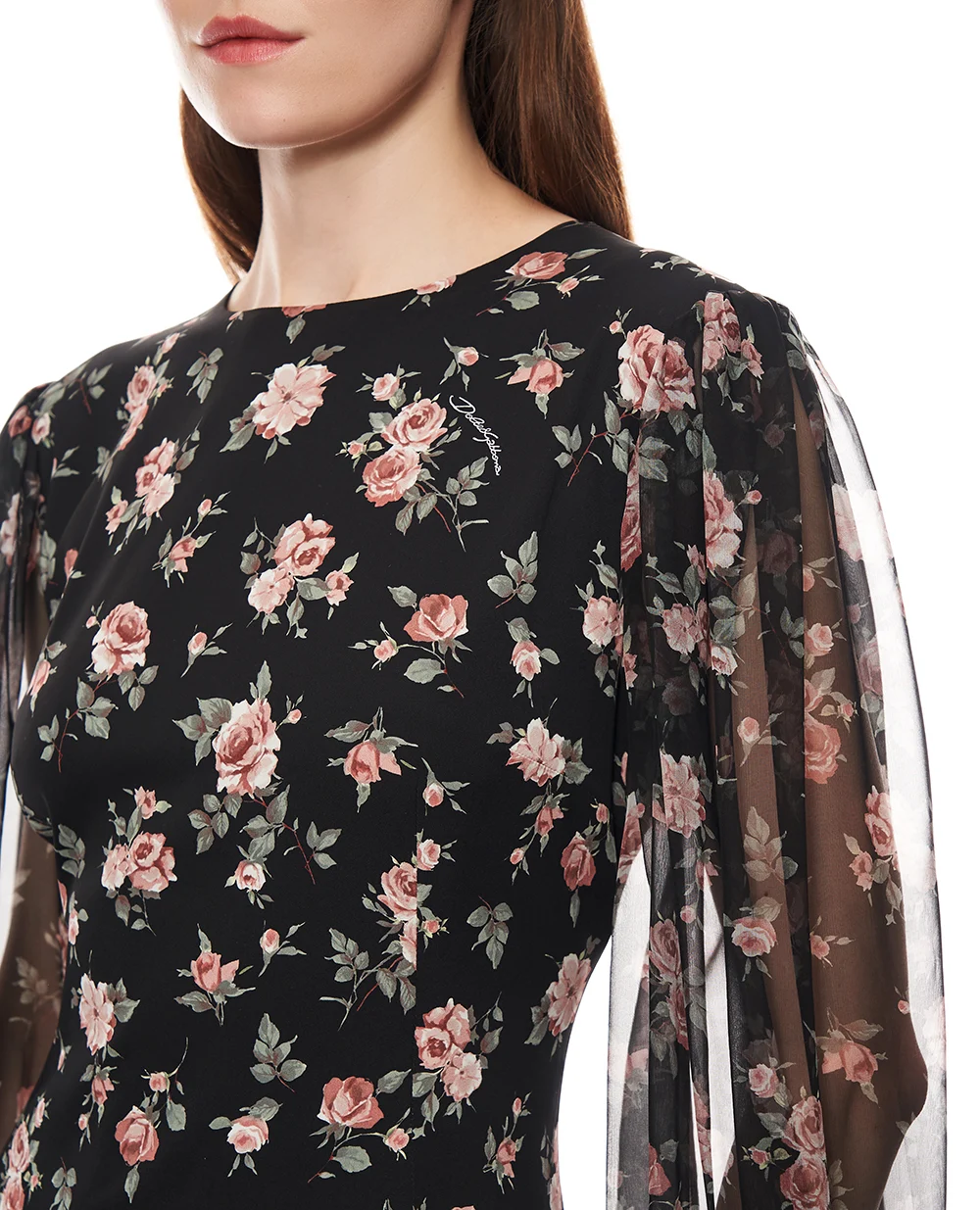 Сукня з принтом із шовку Dolce&Gabbana F611DT-FSA8C, чорний колір • Купити в інтернет-магазині Kameron