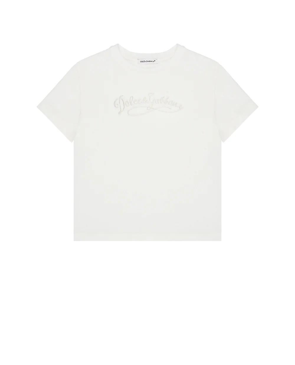 Дитяча футболка з вишивкою Dolce&Gabbana Kids L5JTNK-G7PYF-S, білий колір • Купити в інтернет-магазині Kameron