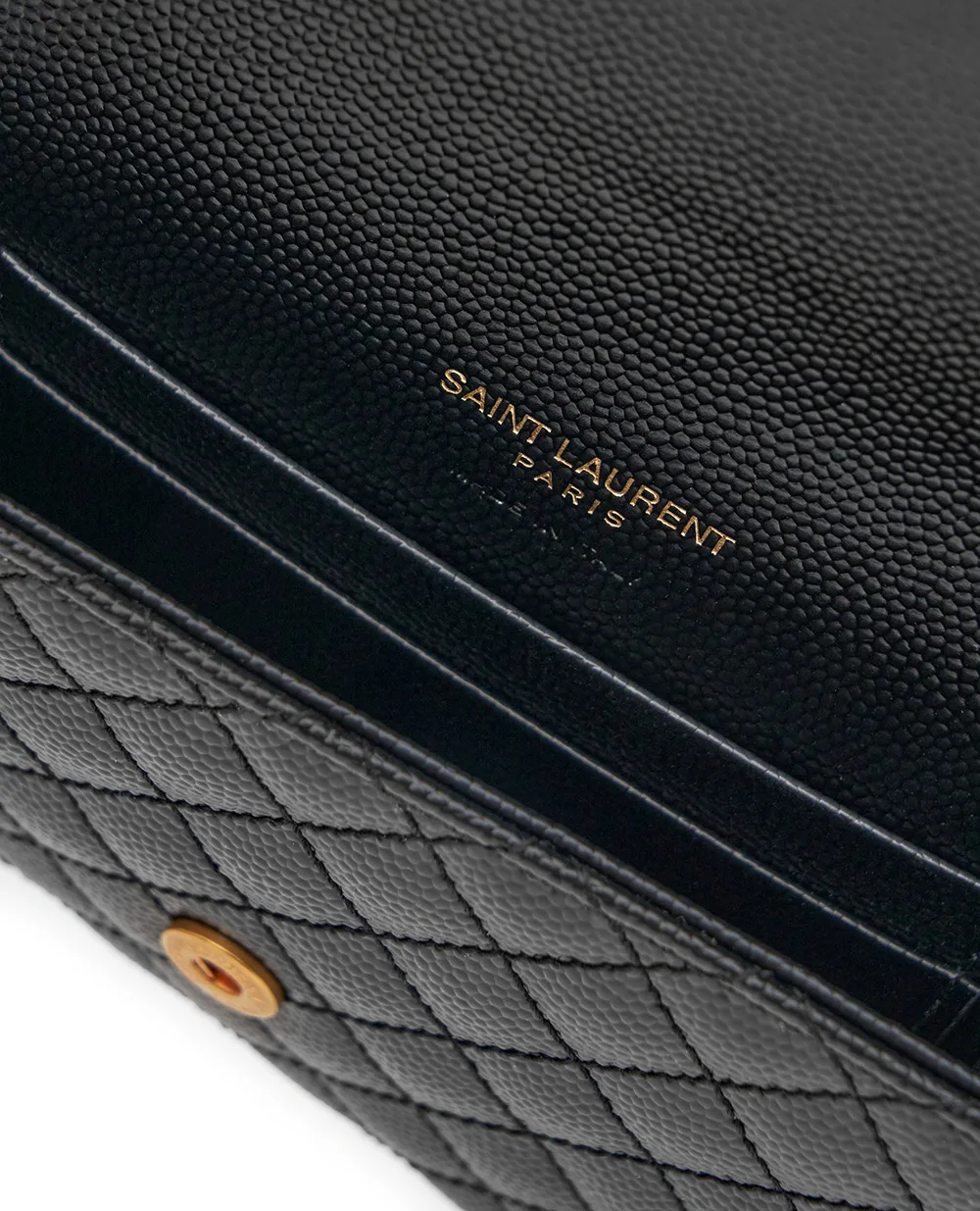 Шкіряний гаманець Saint Laurent 651026-BOW91, чорний колір • Купити в інтернет-магазині Kameron