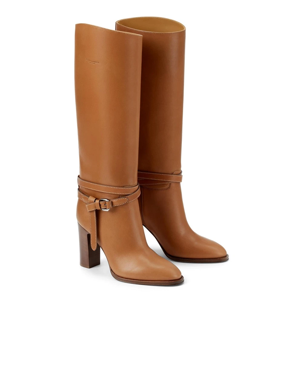 Чоботи Donnely зі шкіри Ralph Lauren Collection 800P02659001, коричневий колір • Купити в інтернет-магазині Kameron