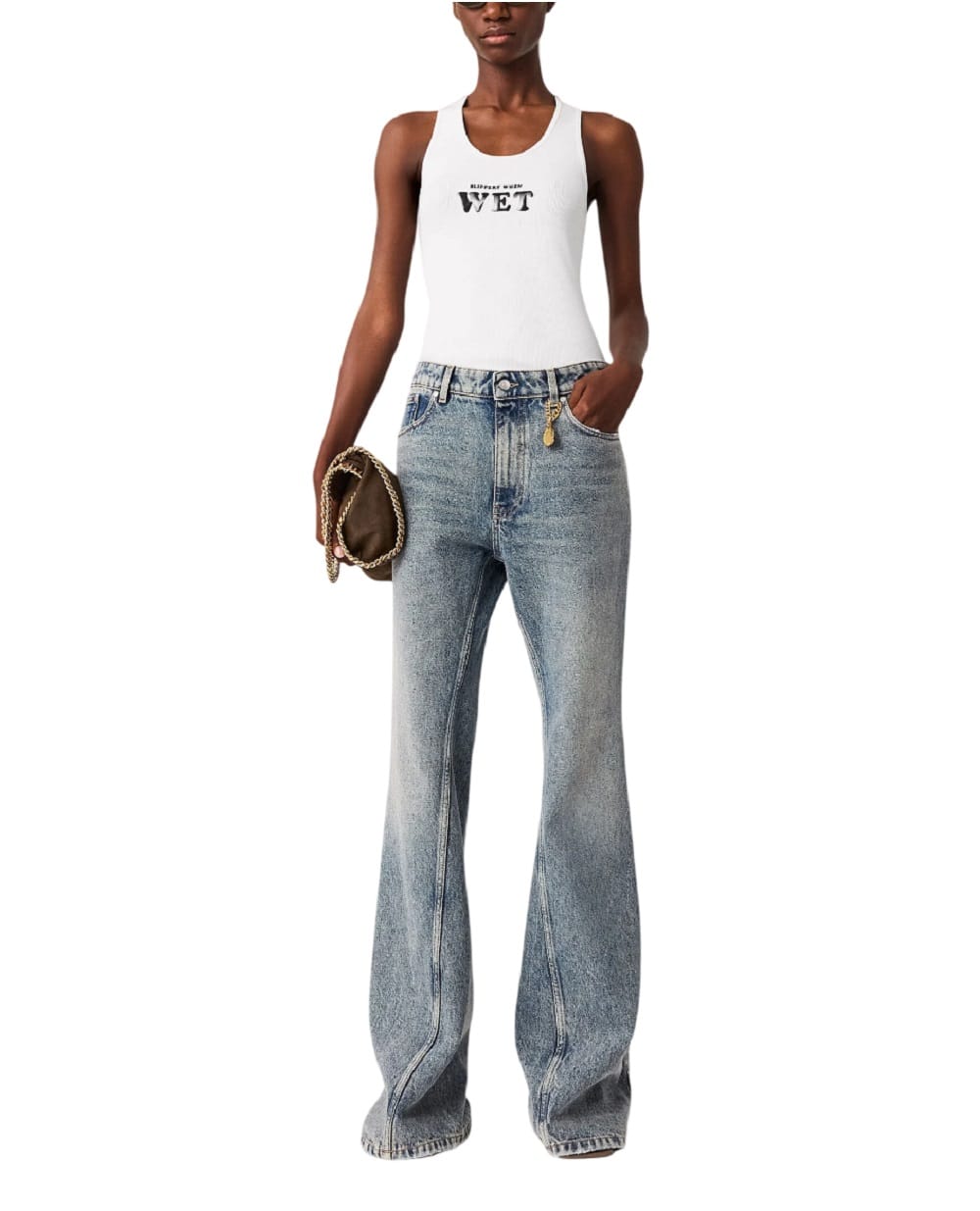 Джинсы-клеш с винтажной обработкой Stella McCartney 6D04623SQH51, синий цвет • Купить в интернет-магазине Kameron