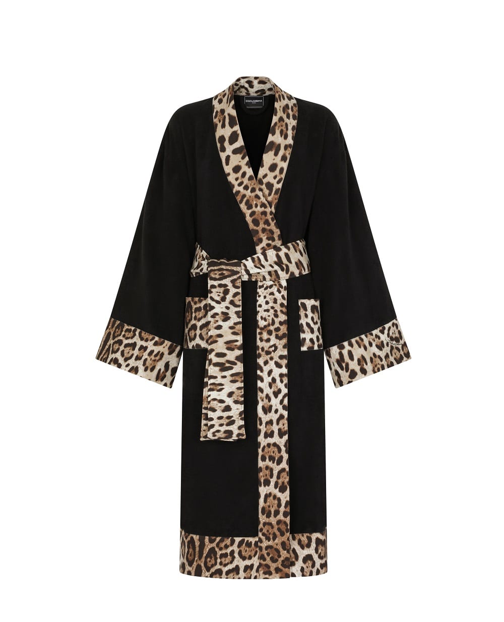 Халат из махрового хлопка Dolce&Gabbana TCF010-TCAGO, черный цвет • Купить в интернет-магазине Kameron