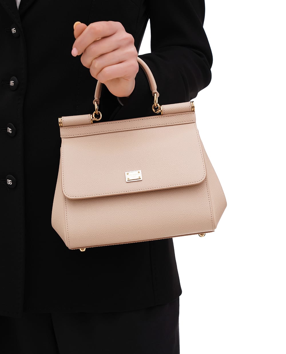 Кожаная сумка Sicily Medium Dolce&Gabbana BB6003-B1001, кремовый цвет • Купить в интернет-магазине Kameron