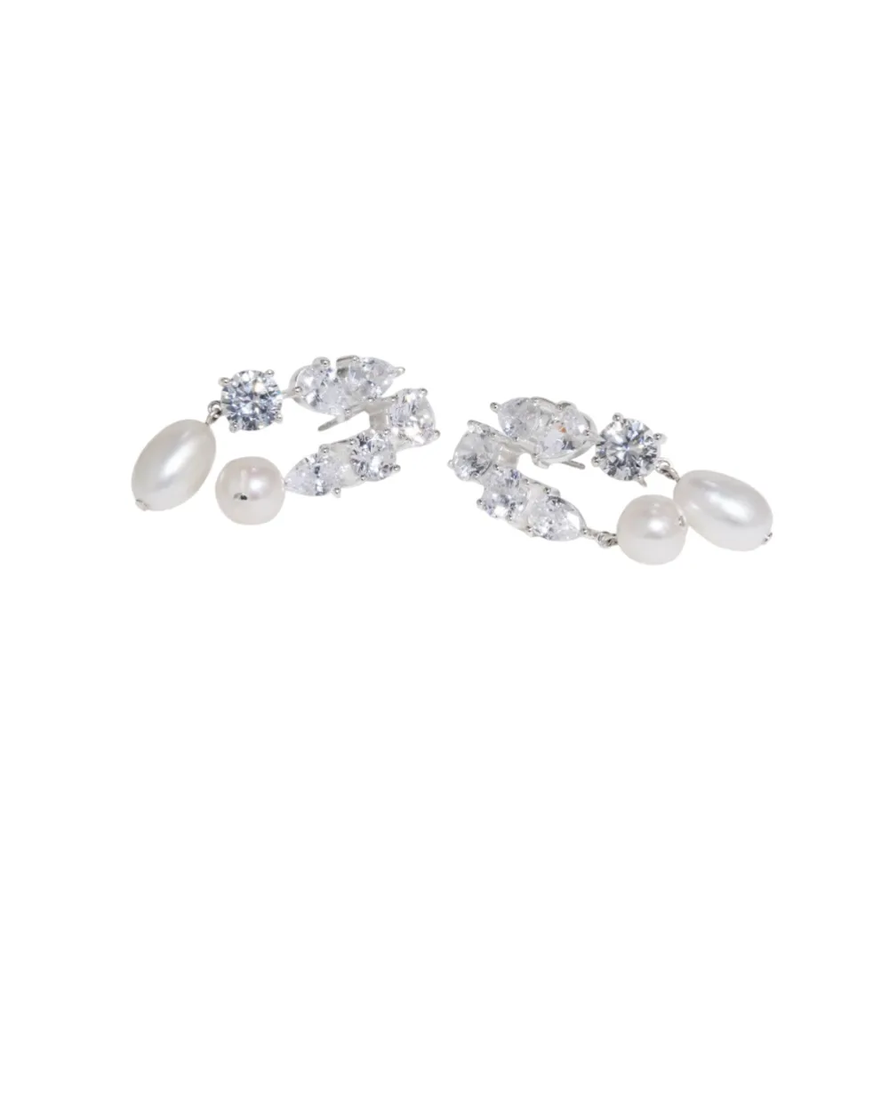 Сережки з переробленого срібла з перлами та цирконієм Completedworks Z57, срібний колір • Купити в інтернет-магазині Kameron