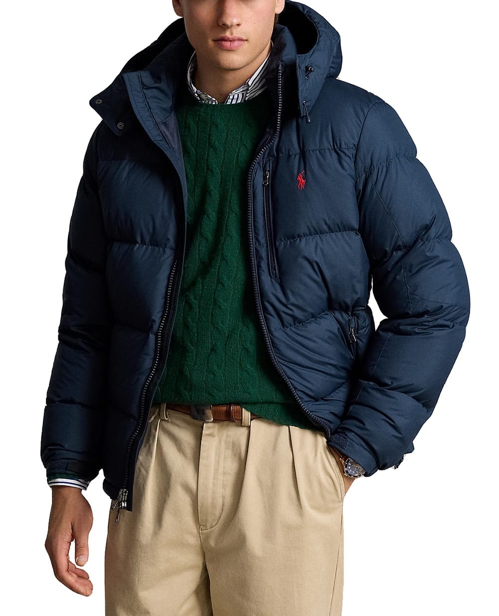 Куртка пуховик с капюшоном Gorham Down Polo Ralph Lauren 710968278003, синий цвет • Купить в интернет-магазине Kameron