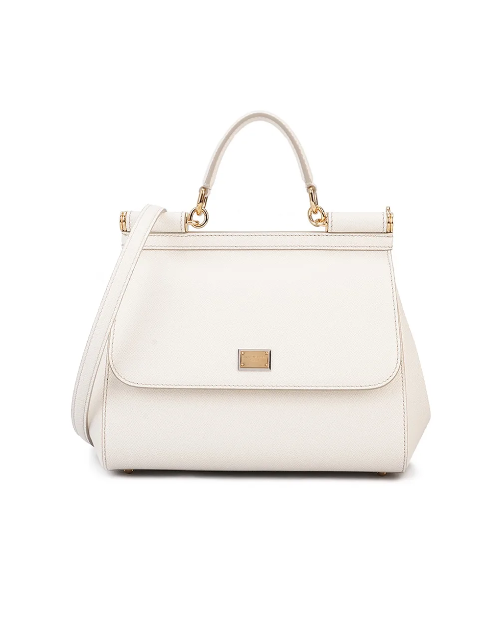 Кожаная сумка Sicily Large Dolce&Gabbana BB6002-B1001, белый цвет • Купить в интернет-магазине Kameron