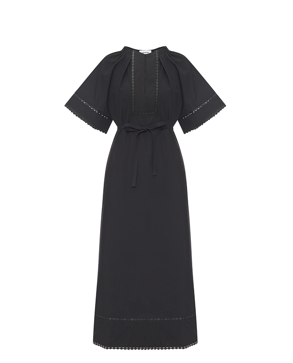 Сукня зі шкіряними деталями Yves Salomon 26EYR03740COAP, чорний колір • Купити в інтернет-магазині Kameron