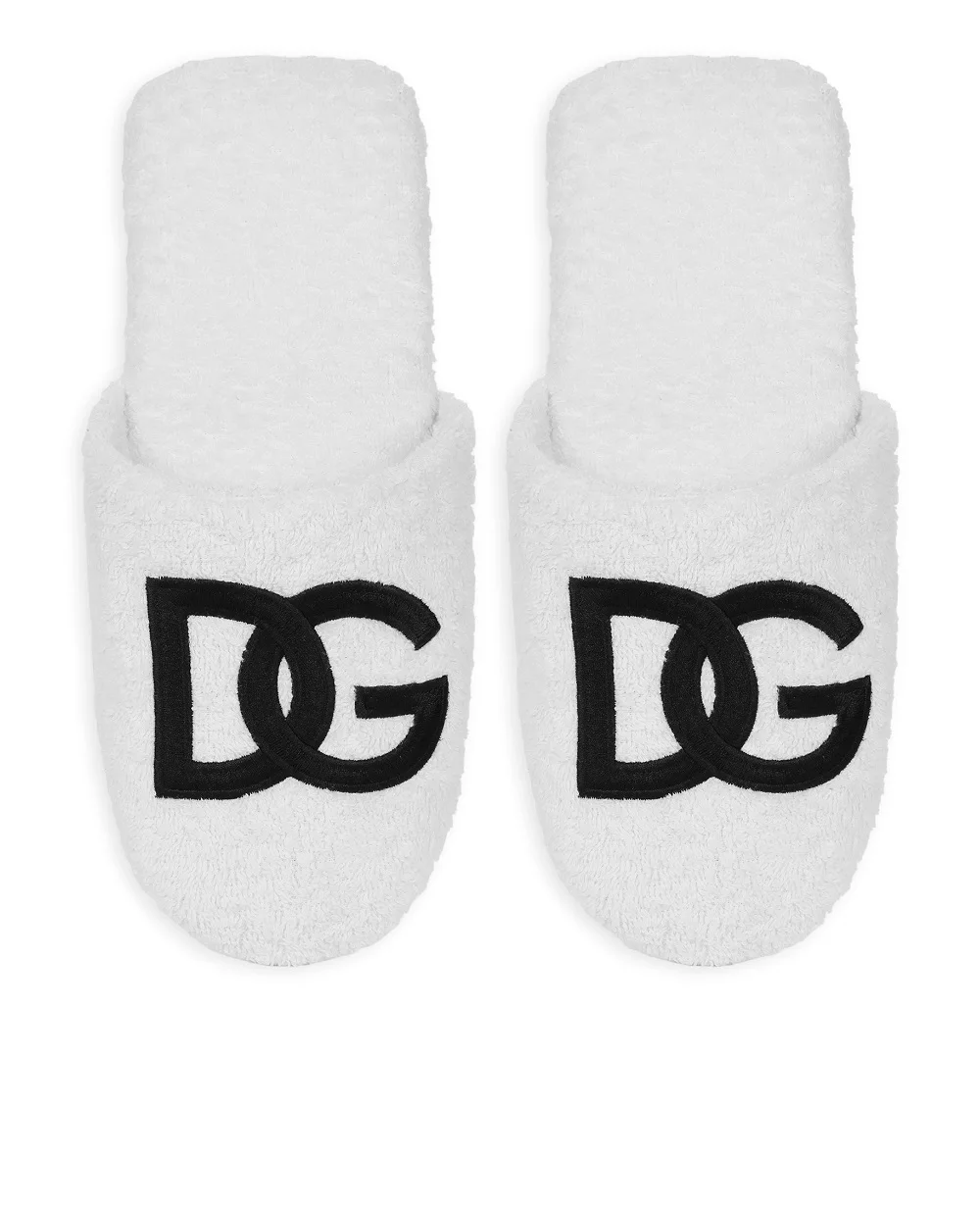 Тапочки из махрового хлопка с вышивкой Dolce&Gabbana TCF014-TCAHC, белый цвет • Купить в интернет-магазине Kameron