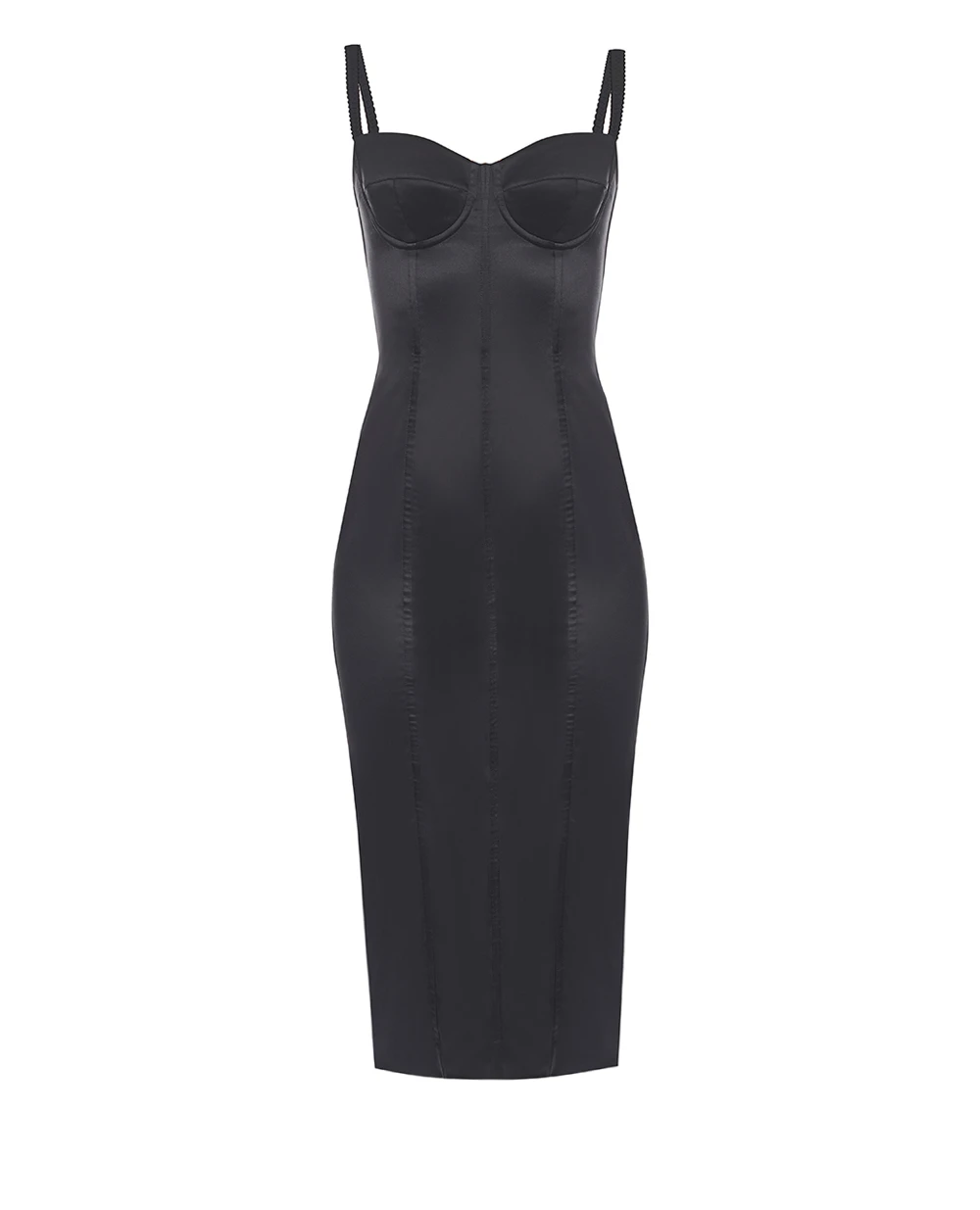 Платье из эластичного атласа Dolce&Gabbana F6DIHT-FURAG, черный цвет • Купить в интернет-магазине Kameron