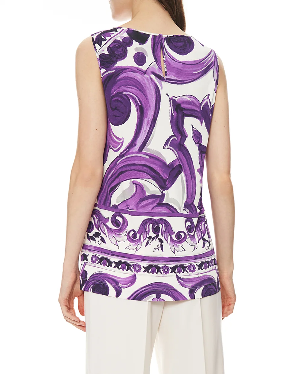 Топ с принтом майолики Dolce&Gabbana F7AV2T-FS8C0, фиолетовый цвет • Купить в интернет-магазине Kameron
